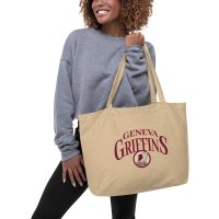 Tote bag 50x35 en coton biologique beige - Logo Vintage