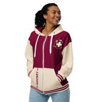 Hoodie unisexe grenat et beige - Logo croix et Griffins